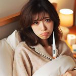 風邪・インフルエンザで熱が出て体が凝る女性